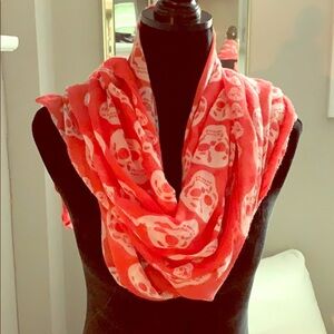 Orange and white skull scarf